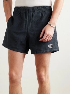 BODE - Field
Straight-Leg Logo-Embroidered Cotton-Twill Shorts - Black